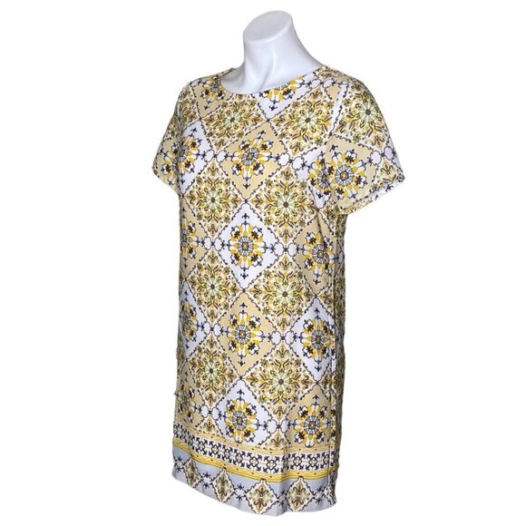 Lulus Yellow Dandy Lion Yellow Print Shift Dress, Short Sleeve Women's Size S - Picture 9 of 14